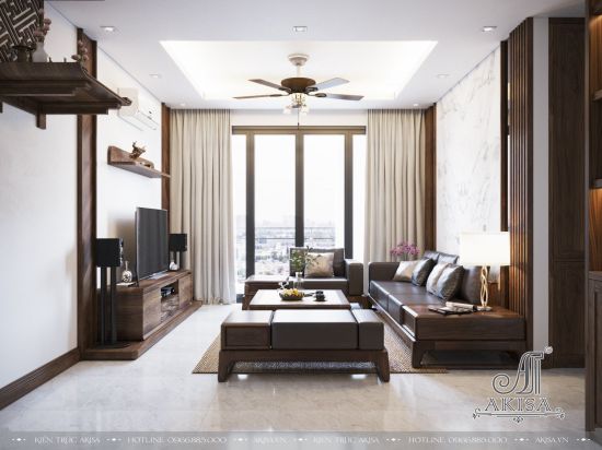 Thiết kế nội thất chung cư căn hộ 3 phòng ngủ tại Samsora Premier (CĐT: bà Mai - Hà Nội) NT21108