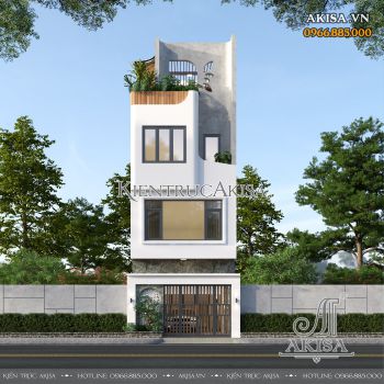 Mẫu thiết kế nhà phố hiện đại 4 tầng (CĐT: ông Hà - Bắc Giang) KT41026
