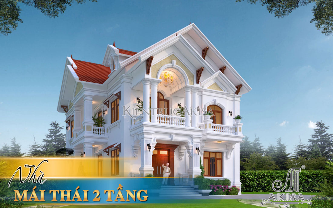 Nhà vườn 2 tầng mái Thái 100m2 10x11m 4 phòng ngủ