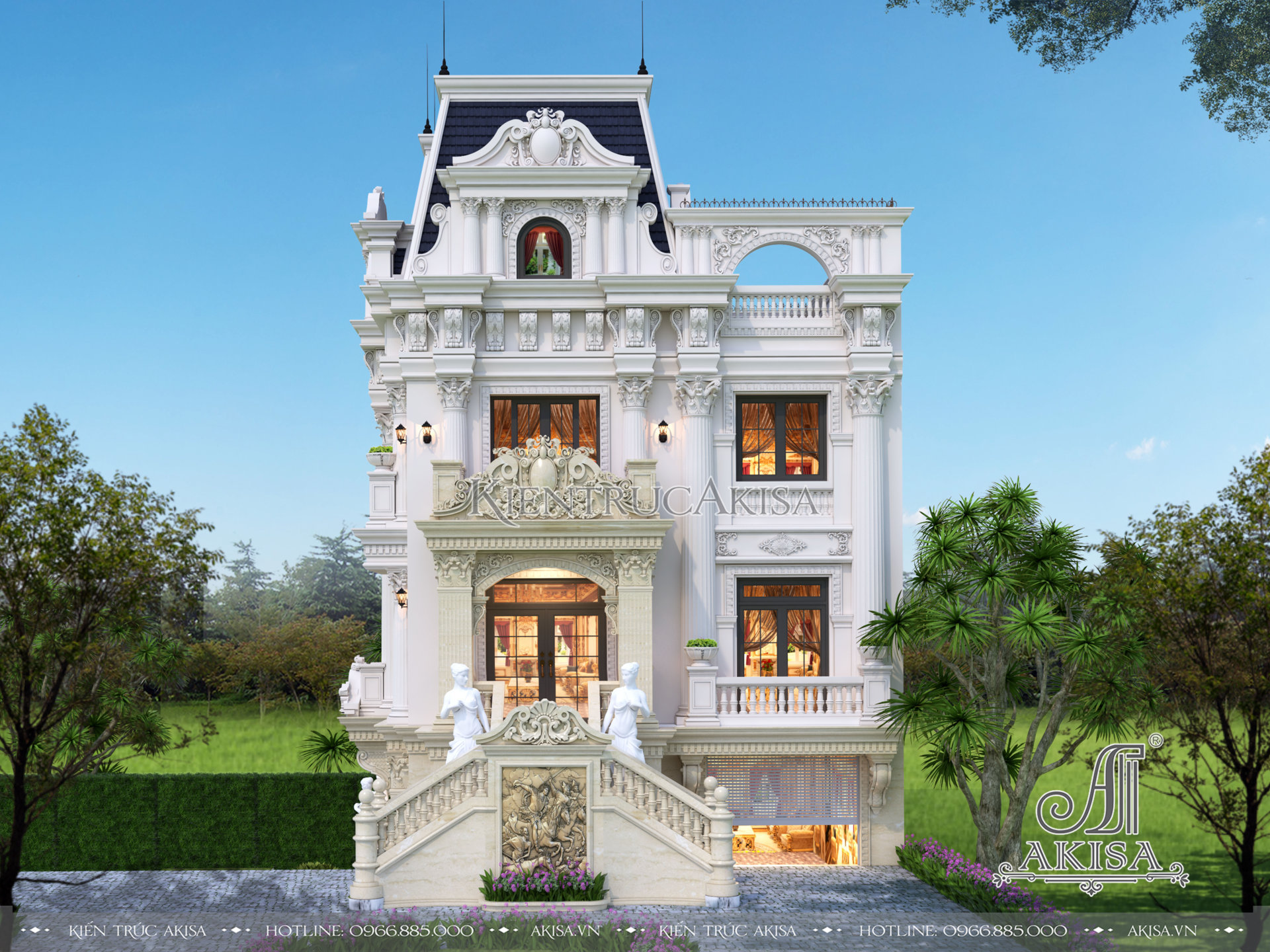 Thiết kế biệt thự cổ điển lâu đài đẹp đẳng cấp (ông Toán - Thanh Hóa) LD43258