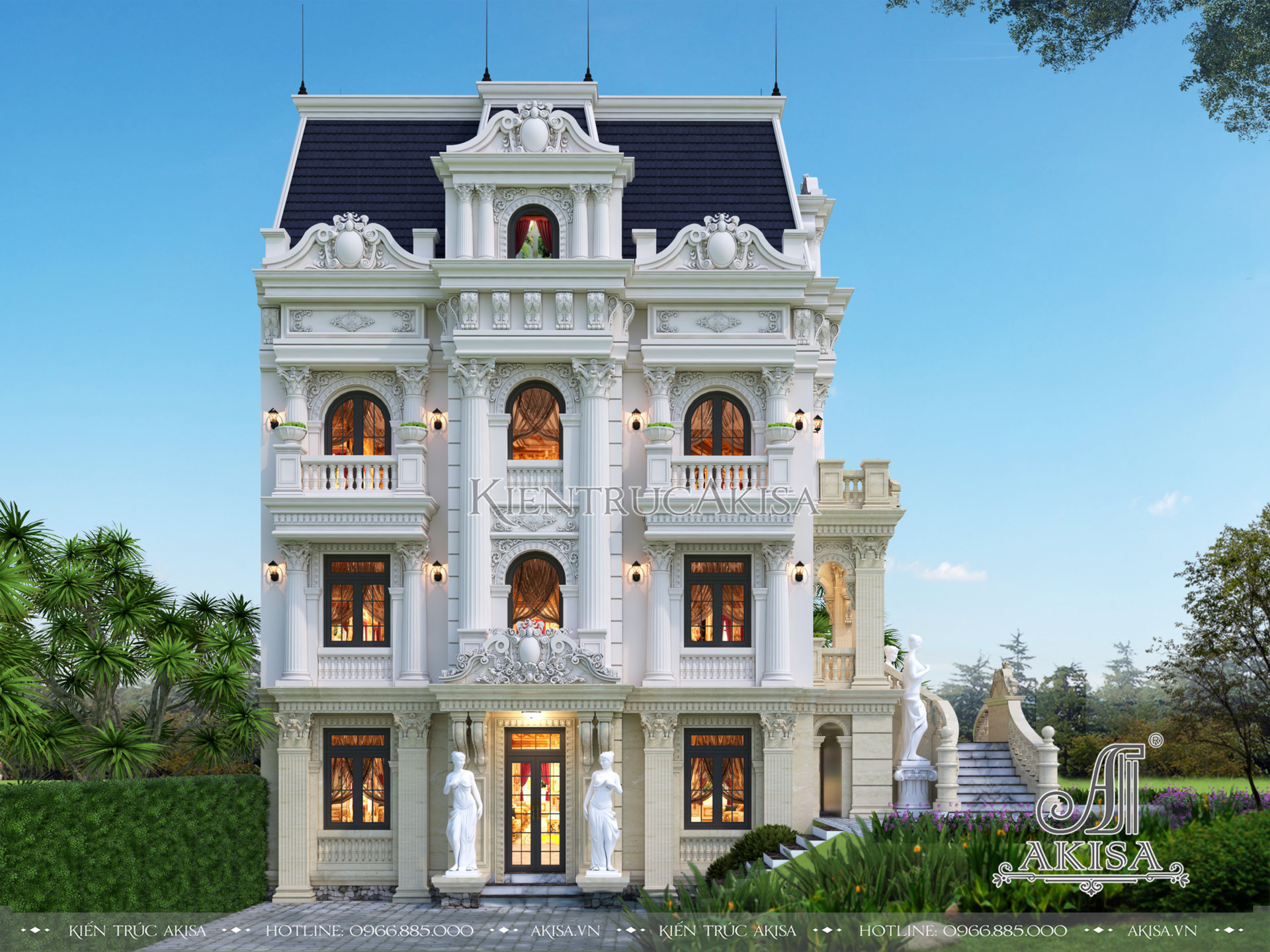 Thiết kế biệt thự cổ điển lâu đài đẹp đẳng cấp (ông Toán - Thanh Hóa) BT43258