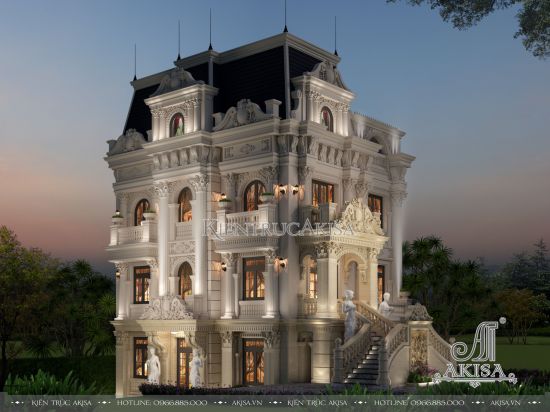 Thiết kế biệt thự cổ điển lâu đài đẹp đẳng cấp (ông Toán - Thanh Hóa) BT43258