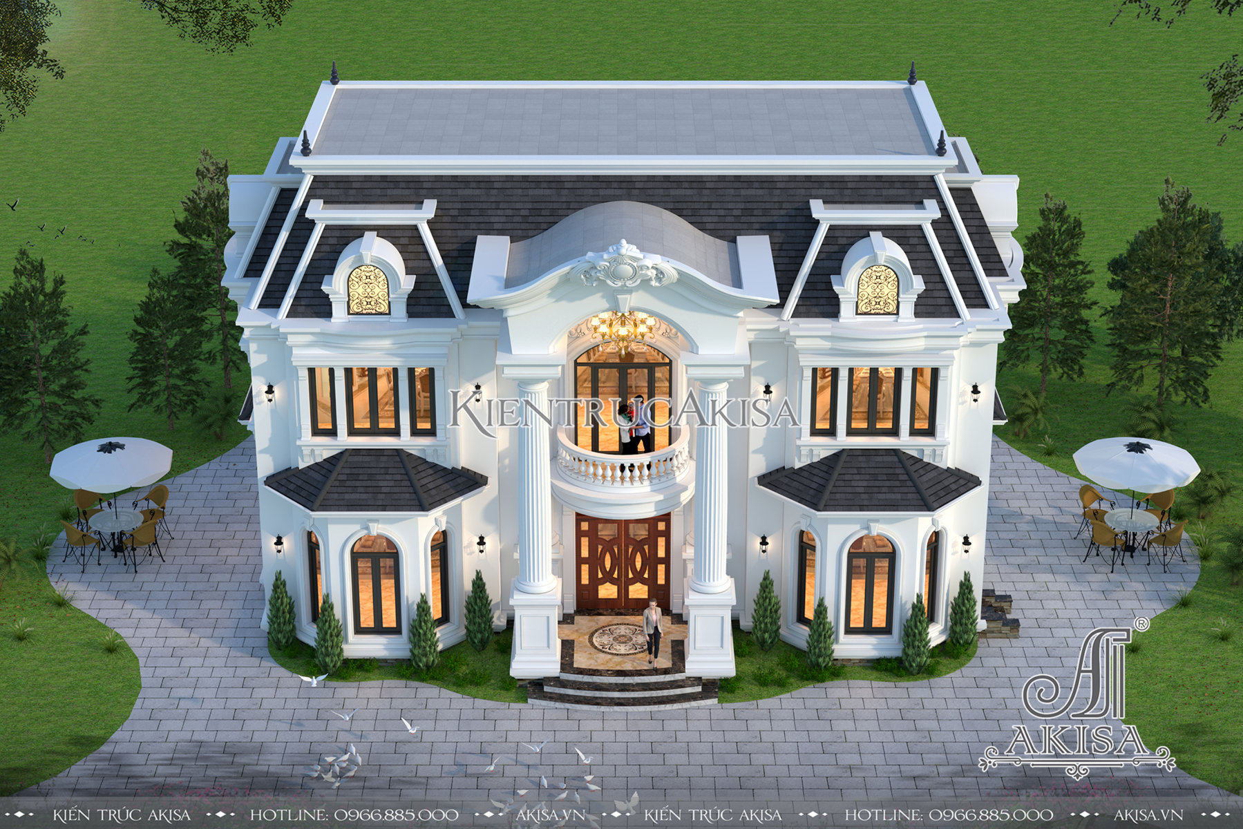 Thiết kế biệt thự 2 tầng phong cách Pháp (CĐT: ông Hồng - Bắc Kạn) BT22280