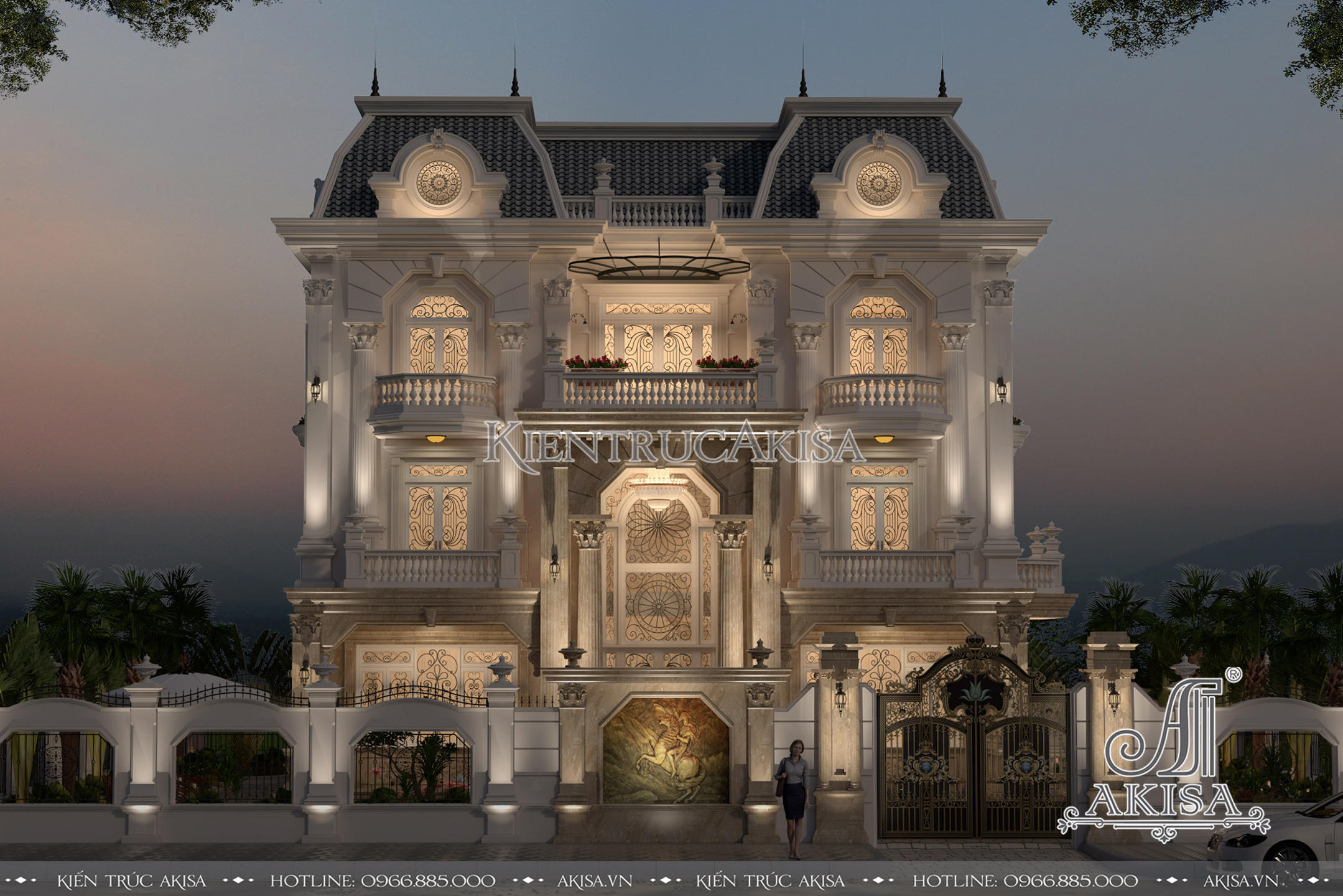 Mẫu thiết kế biệt thự cổ điển 3 tầng đẹp đẳng cấp (CĐT: ông Tuấn - Nghệ An) BT32156