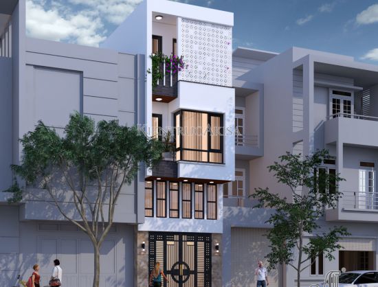 Thiết kế nhà phố hiện đại mặt tiền 4m (CĐT: bà Hoan - Bắc Ninh) NP41153