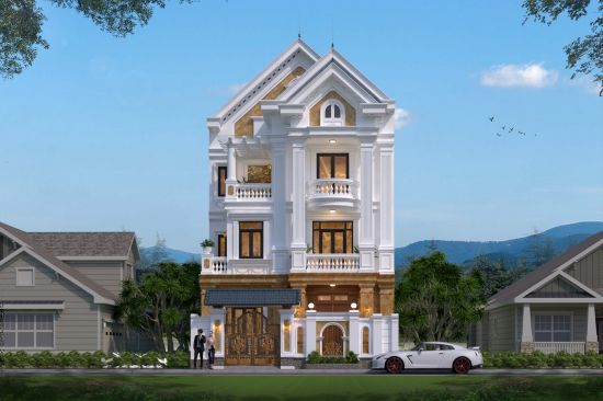 Mẫu biệt thự phố 3 tầng mái Thái đẹp (CĐT: ông Hải - Ninh Bình) BT32352