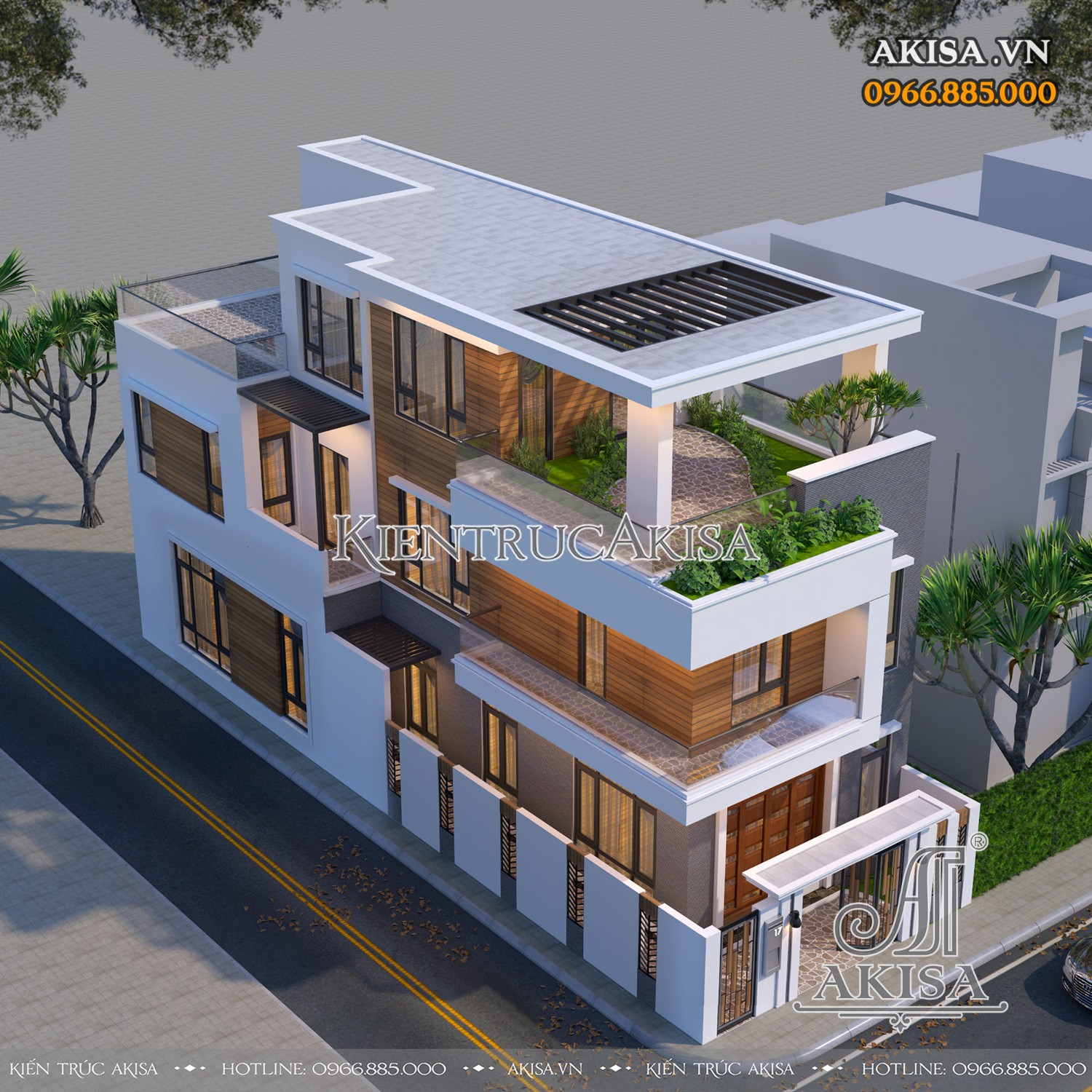 Mẫu nhà 3 tầng hiện đại 2 mặt tiền đẹp (CĐT: bà Thảo - Thanh Hóa) NP31385