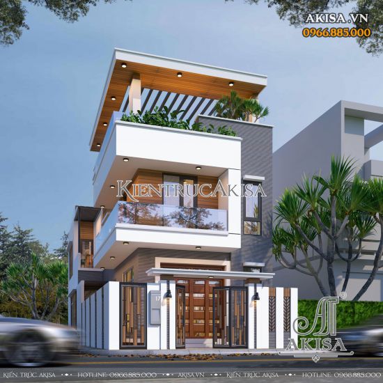 Mẫu nhà 3 tầng hiện đại 2 mặt tiền đẹp (CĐT: bà Thảo - Thanh Hóa) NP31385