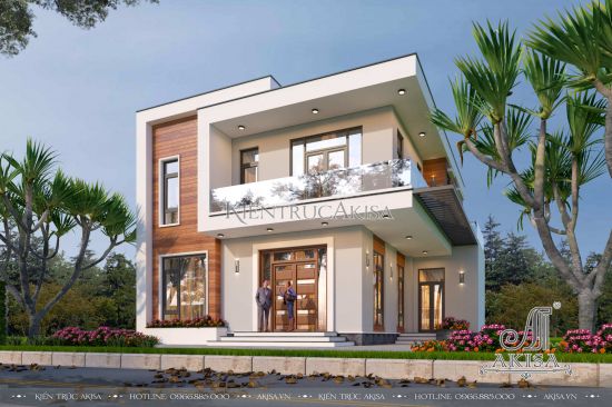 Thiết kế biệt thự mini 2 tầng hiện đại mái bằng đẹp tinh tế (CĐT: ông Trường - Hồ Chí Minh) BT21387