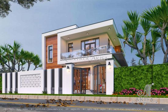 Thiết kế biệt thự mini 2 tầng hiện đại mái bằng đẹp tinh tế (CĐT: ông Trường - Hồ Chí Minh) BT21387