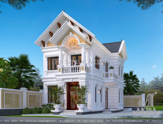 Thiết kế biệt thự mái Thái 2 tầng phong cách tân cổ điển (CĐT: ông Ngôn - Hải Dương) BT22360
