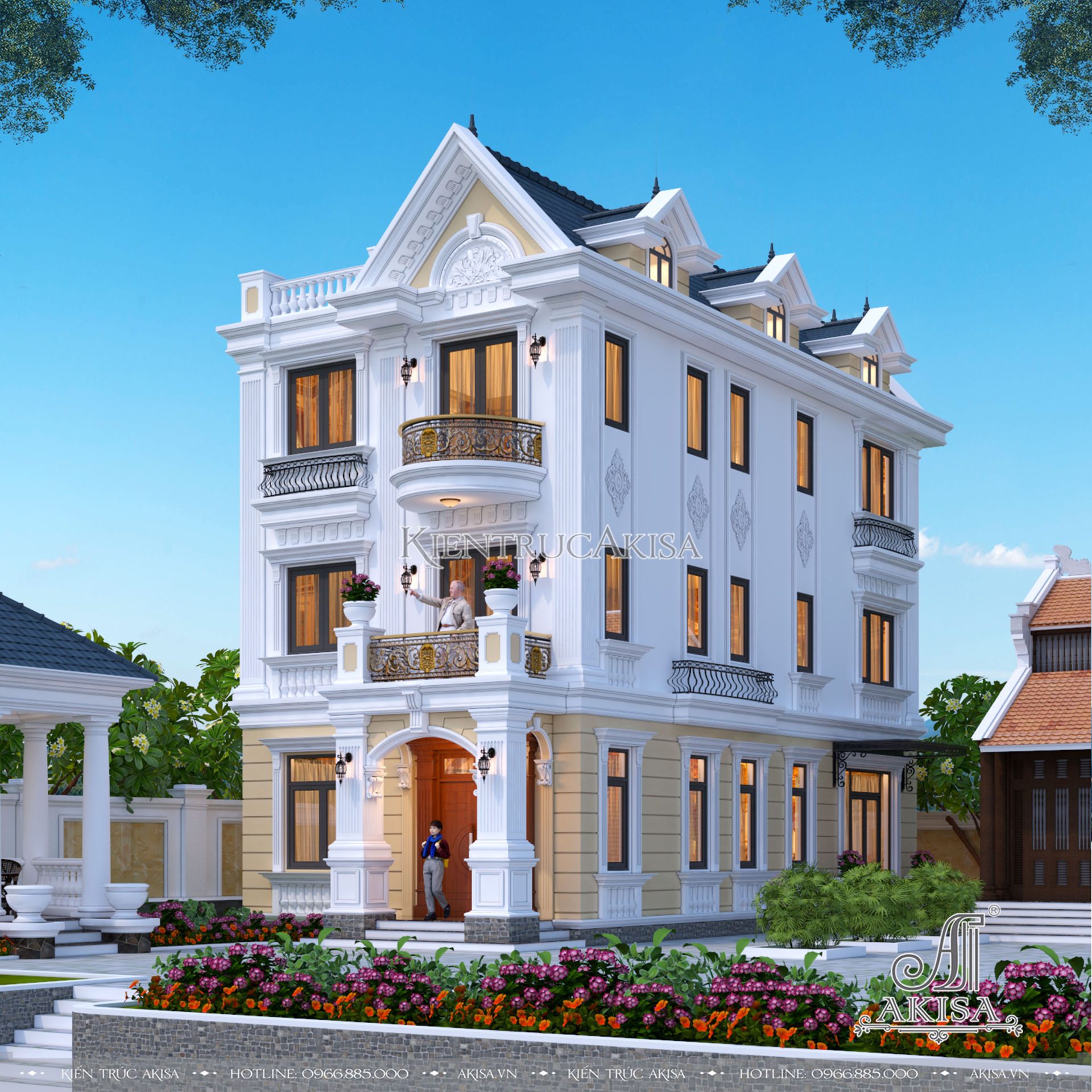 Thiết kế biệt thự đẹp 3 tầng mái Thái - BT 31052 - KataHome