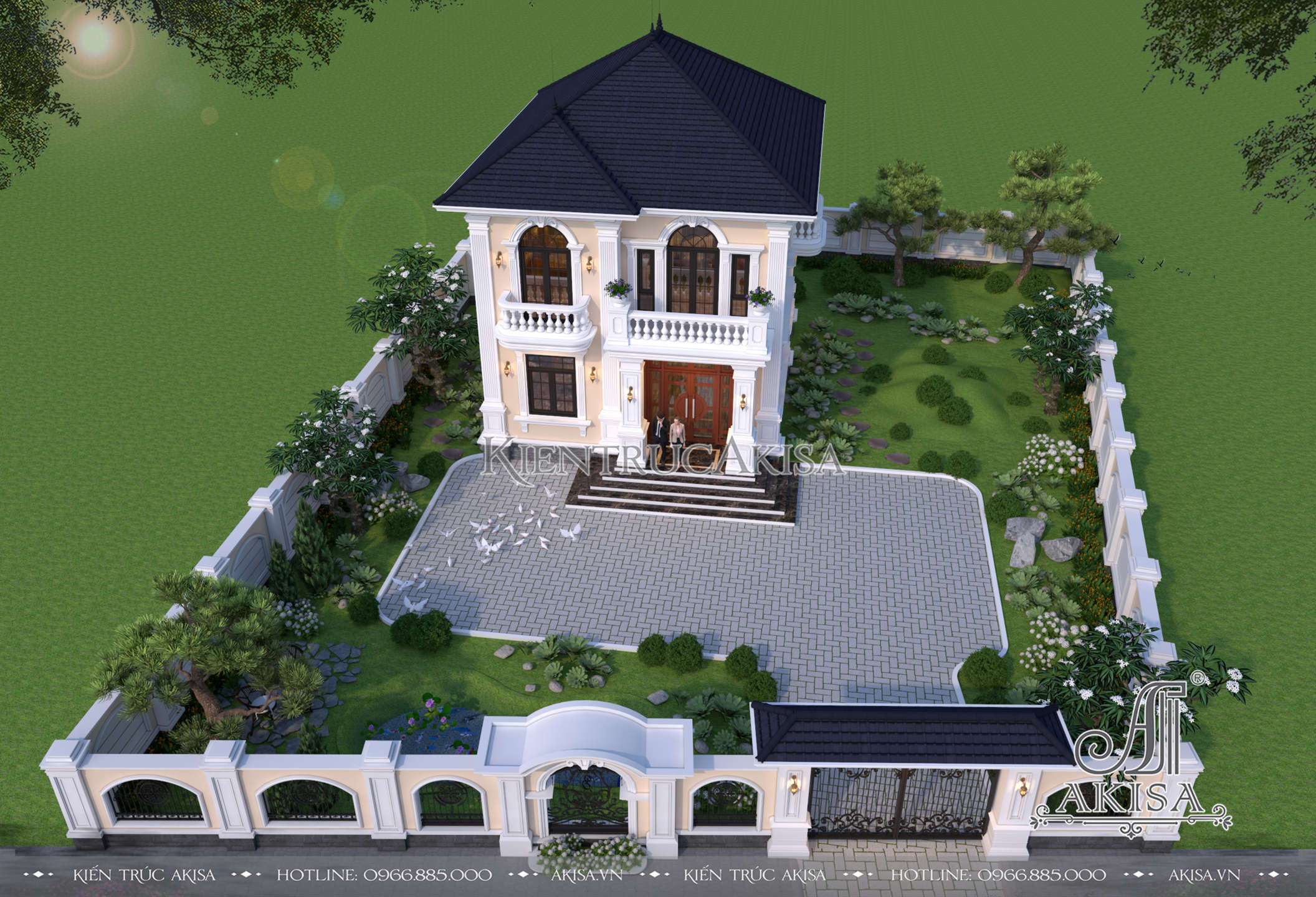 Mẫu thiết kế nhà vườn 2 tầng đẹp 90m2 (CĐT: ông Sơn - Phúc Thọ ...