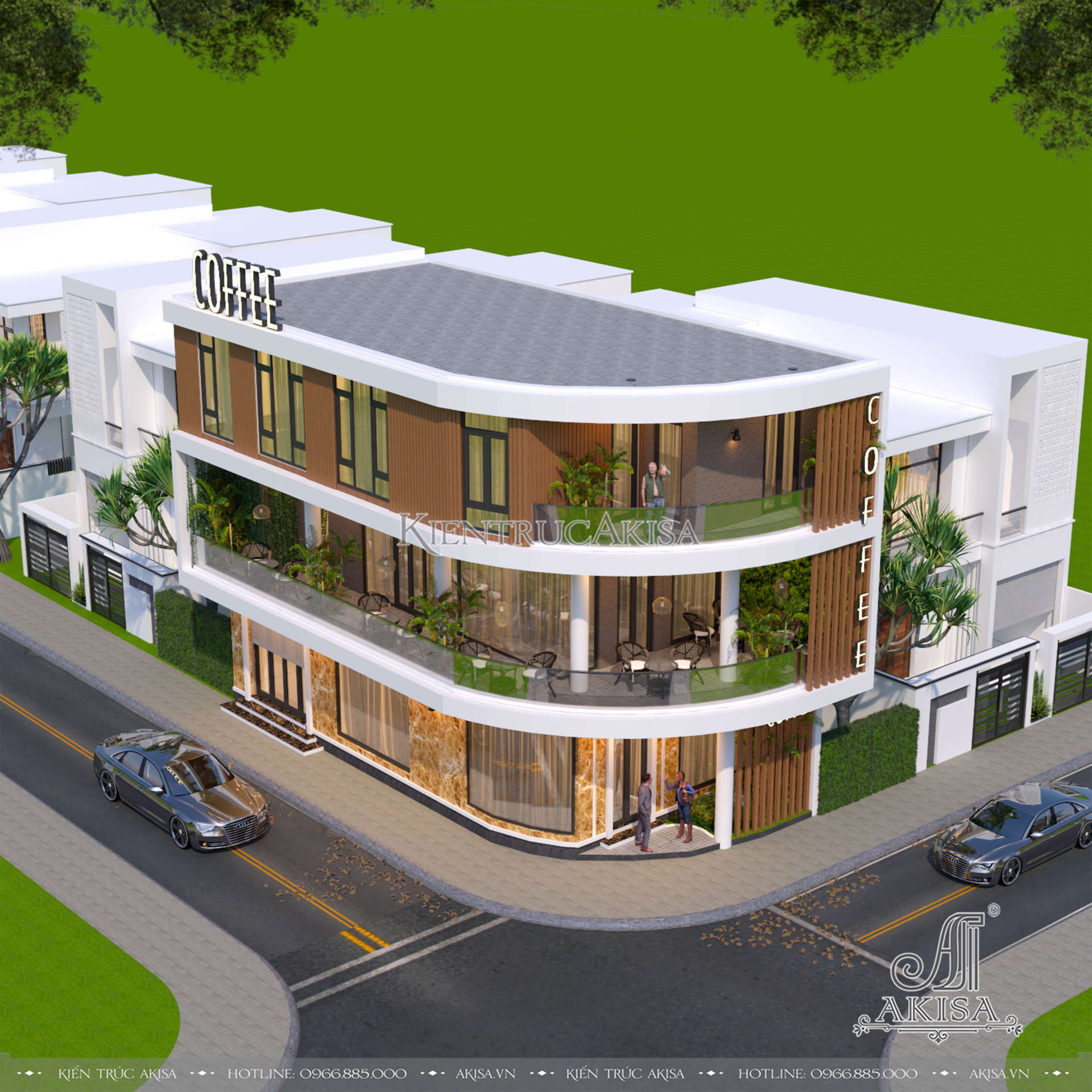 Thiết kế quán caffe kết hợp nhà ở hiện đại 2 mặt tiền (CĐT: ông Lập - Quảng Nam) NVP31409