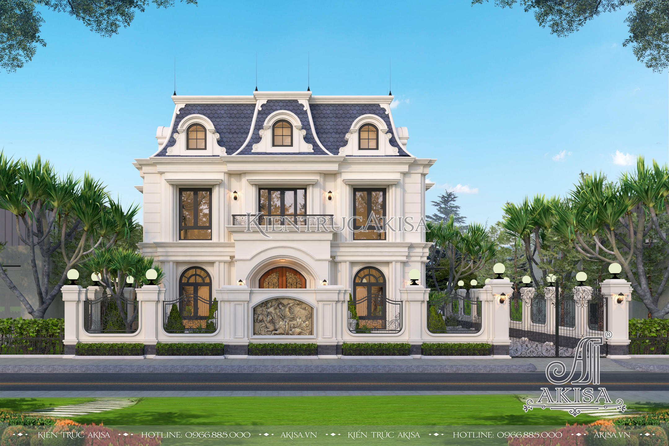 Mẫu biệt thự 2 tầng Châu Âu kiểu Pháp đẹp mê mẩn (CĐT: ông Hồng - Phú Thọ) BT22413