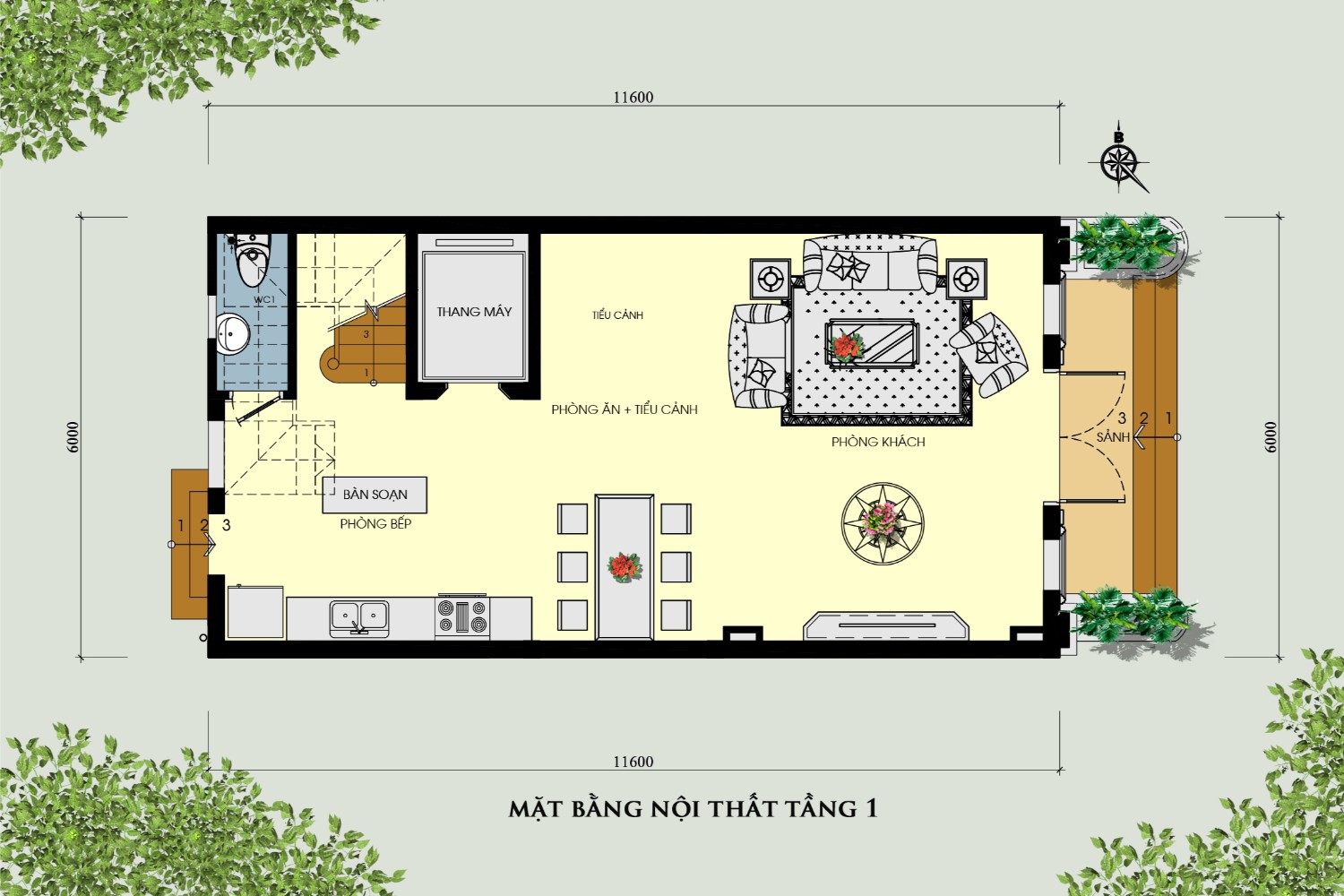 Thiết kế nhà ống tân cổ điển 3 tầng đẹp 6x12m mái bằng (CĐT: ông Mộc - Hải Phòng) NP32416