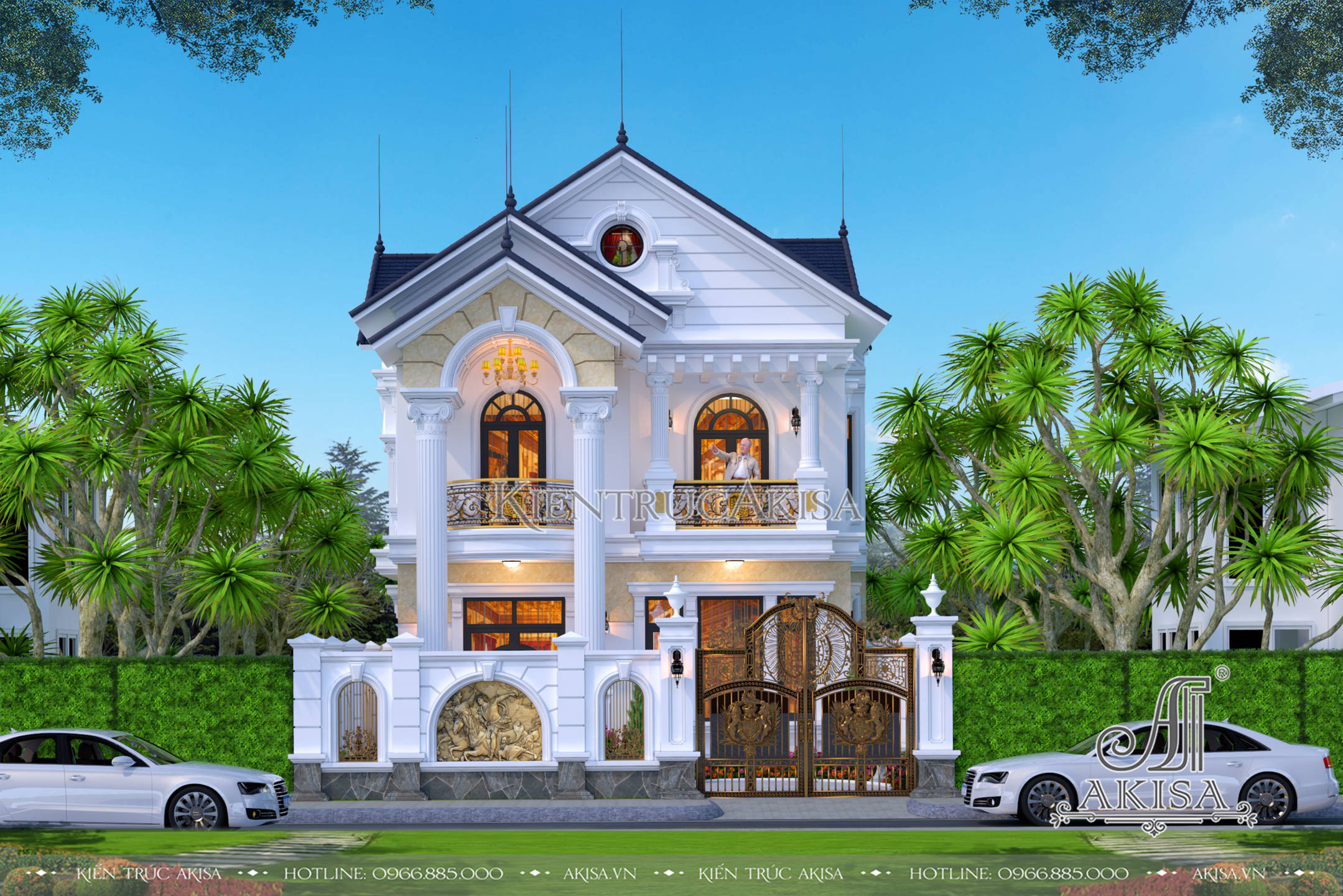 Biệt thự 2 tầng mái Thái phong cách tân cổ điển đẹp tinh tế (CĐT: ông Tùng - Hải Phòng) BT22417