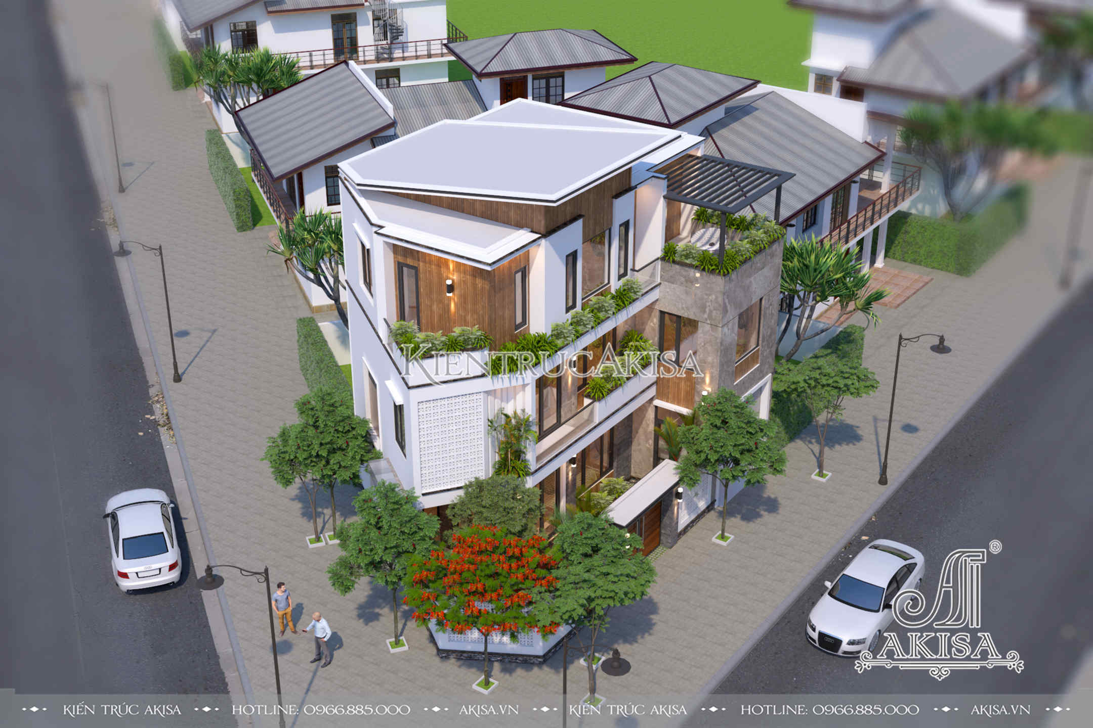 Mẫu biệt thự mini 3 tầng hiện đại phá cách (CĐT: ông Chín - Bình Thuận) BT31426