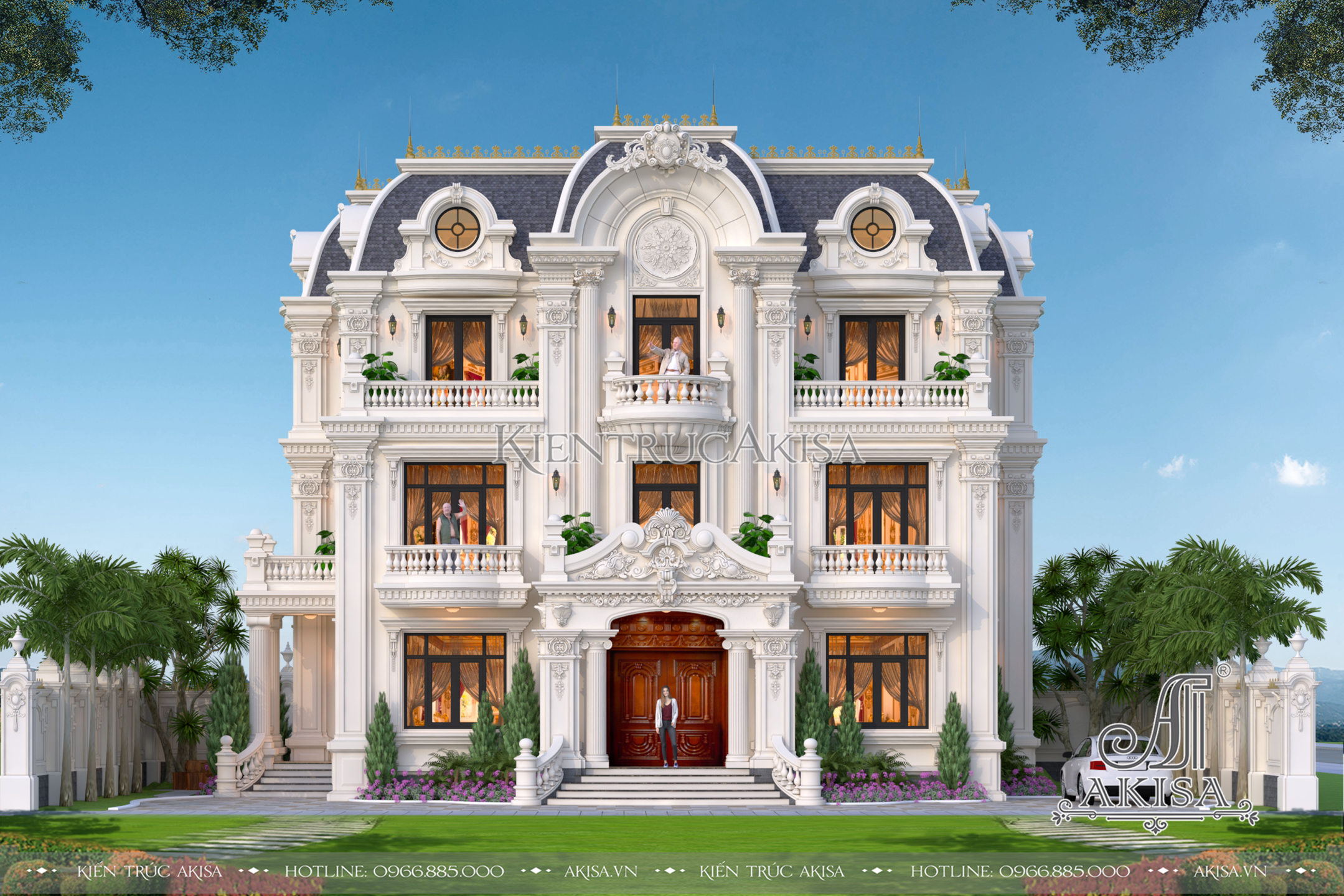 Thiết kế biệt thự Pháp 3 tầng tân cổ điển đẹp (ông Ngừng - Tuyên Quang) BT32427