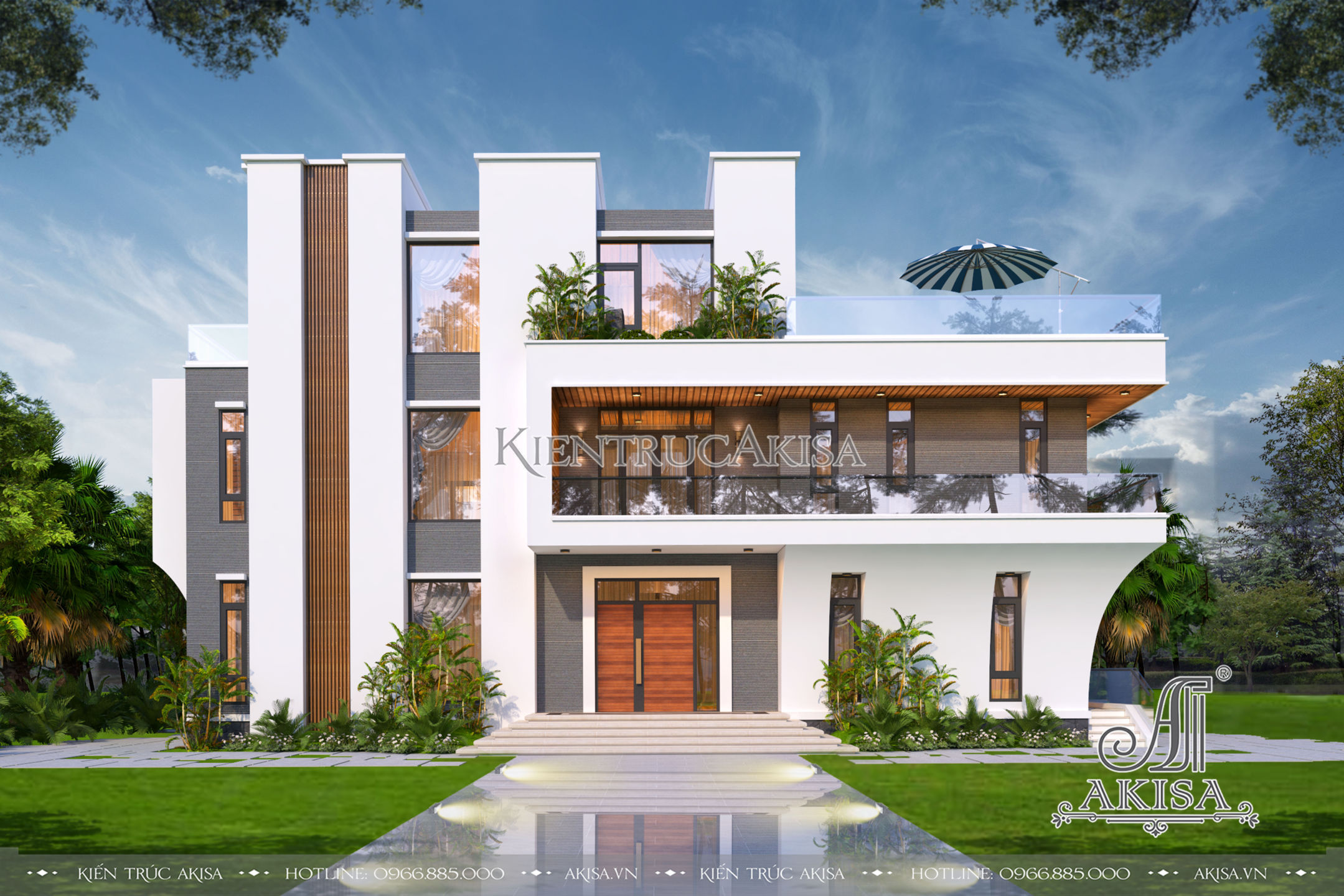 Thiết kế biệt thự villa nghỉ dưỡng 3 tầng phong cách hiện đại đầy sang trọng và cá tính tại Long An