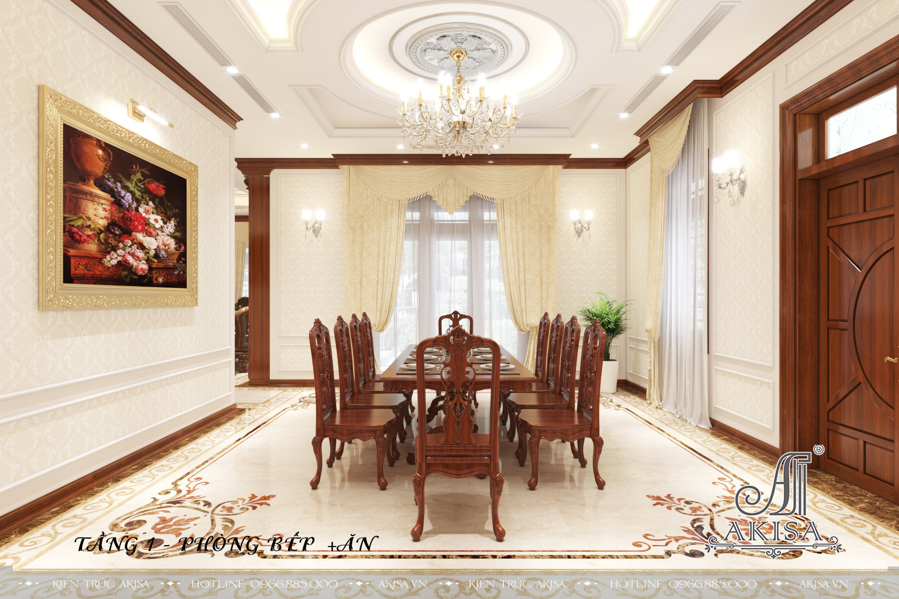 Thiết kế nội thất nhà ở tân cổ điển (CĐT: ông Long - Yên Bái) NT12330