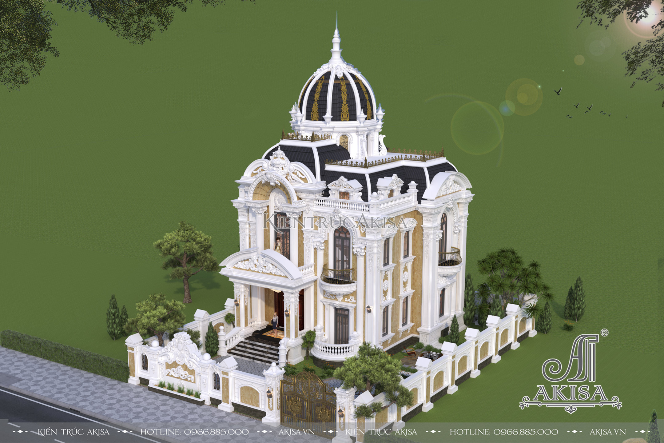 Thiết kế biệt thự cổ điển Pháp 2 tầng siêu ấn tượng (CĐT: ông Bảo - Thái Bình) BT23431