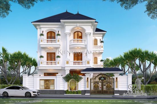 Mẫu nhà biệt thự tân cổ điển 3 tầng đẹp tinh tế (CĐT: bà Hường - KĐT Đông Sơn) BT32442