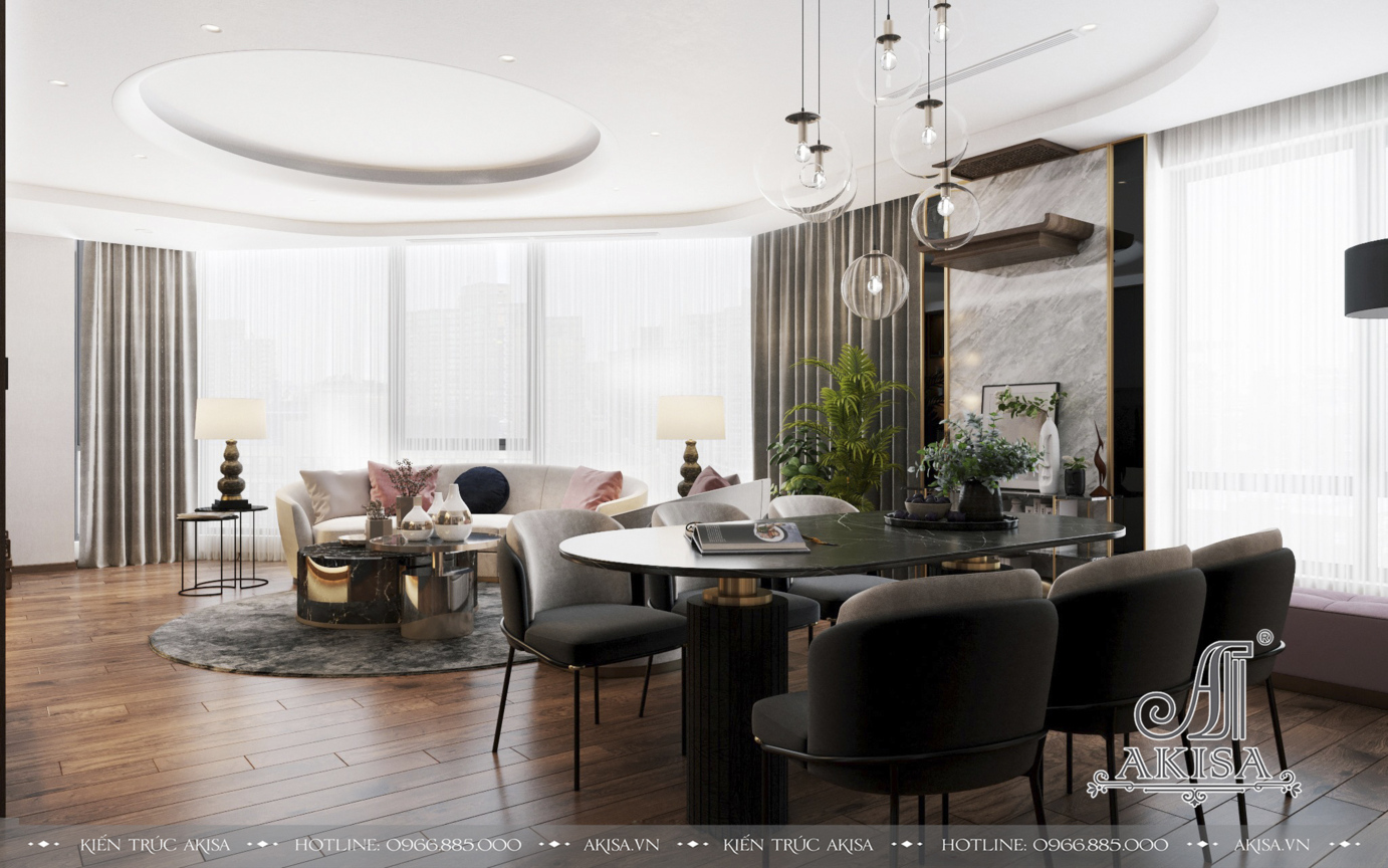 Thiết kế nội thất phòng khách chung cư đẹp (CĐT: ông Chí - Hồ Chí Minh) NT21081