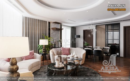 Thiết kế nội thất phòng khách chung cư đẹp (CĐT: ông Chí - Hồ Chí Minh) NT21081