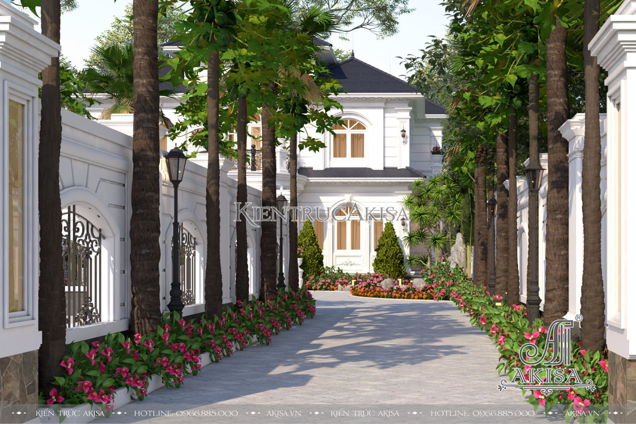 Mẫu biệt thự 2 tầng phong cách châu Âu nhà vườn 230m2 (CĐT: bà Luận - Lâm Đồng) BT22457 