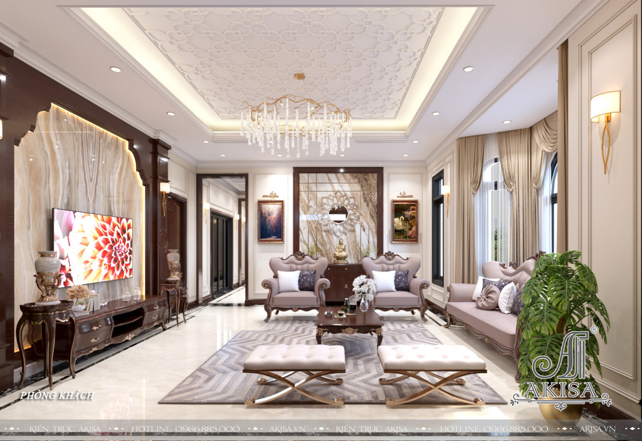 Thiết kế nội thất biệt thự đẹp phong cách Art Deco (CĐT: ông Cẩn - Vĩnh Long) NT12439