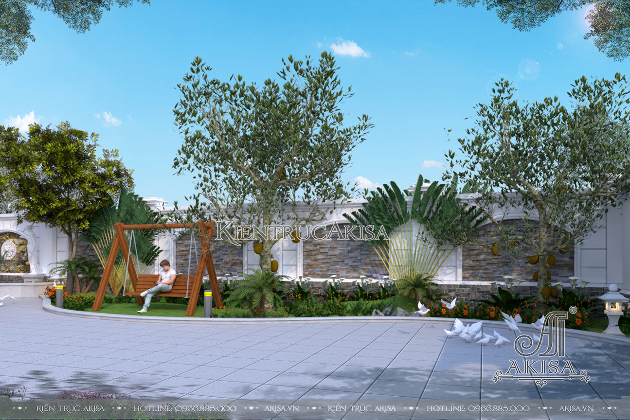 Thiết kế sân vườn đẹp cho biệt thự 3 tầng (CĐT: bà Ngân - Hải Phòng) SV32370