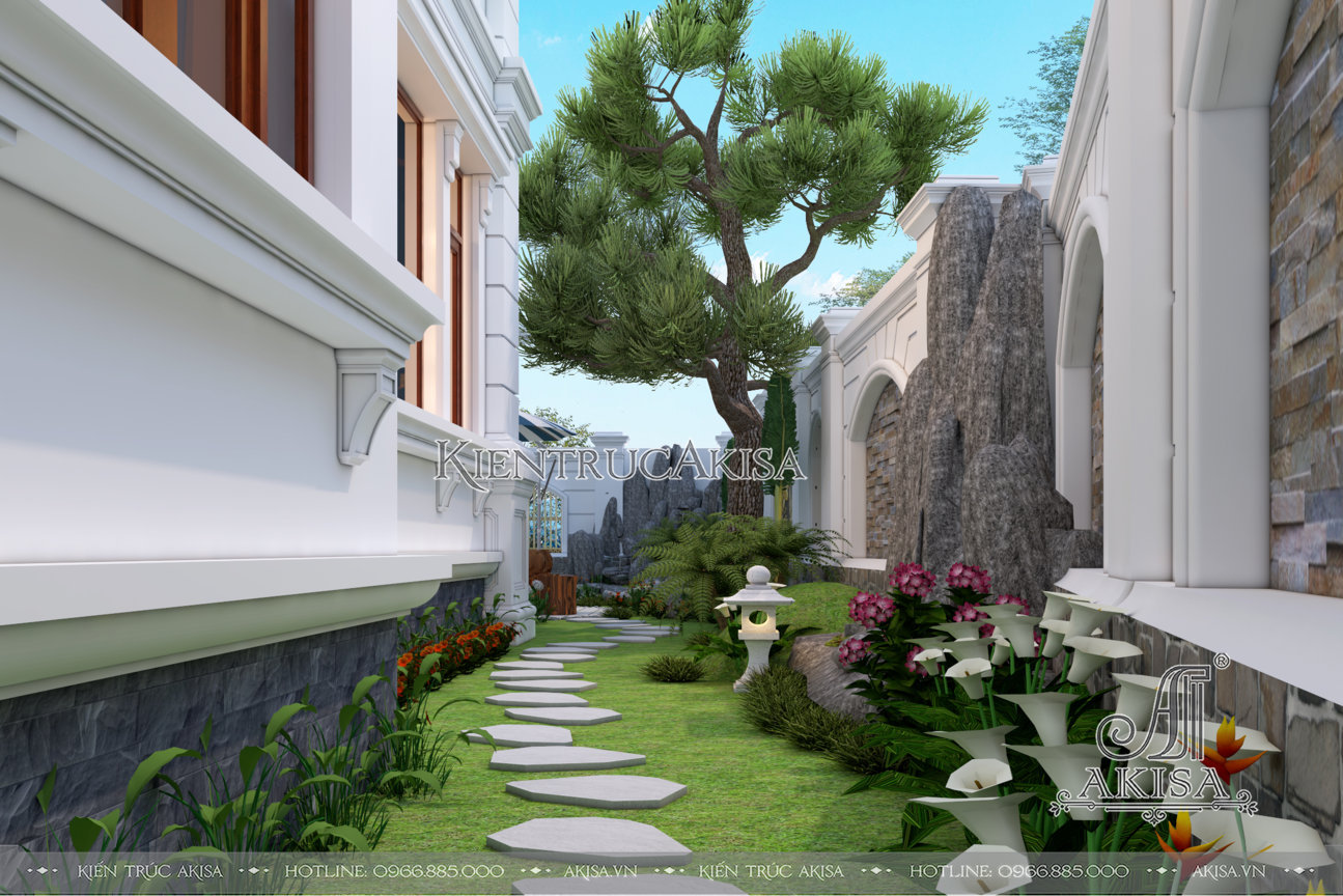 Thiết kế sân vườn đẹp cho biệt thự 3 tầng (CĐT: bà Ngân - Hải Phòng) SV32370