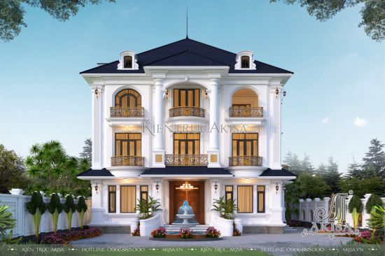 Thiết kế biệt thự 3 tầng phong cách tân cổ điển (CĐT: ông Kiên - Quảng Ninh) BT32479
