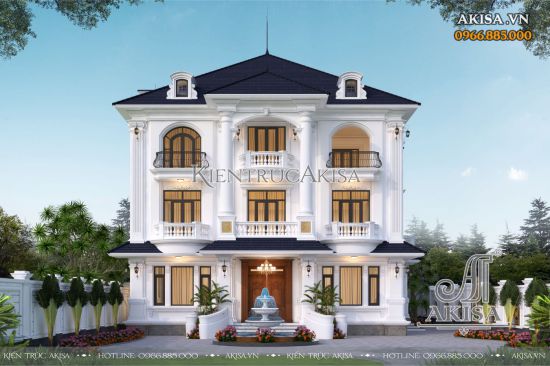 Thiết kế biệt thự 3 tầng phong cách tân cổ điển (CĐT: ông Kiên - Quảng Ninh) BT32479