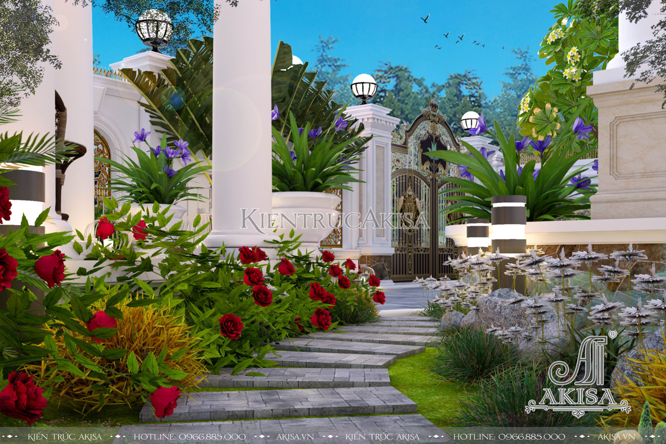 Thiết kế tiểu cảnh sân vườn biệt thự đẹp (CĐT: ông Vững - Đồng Nai) SV22434