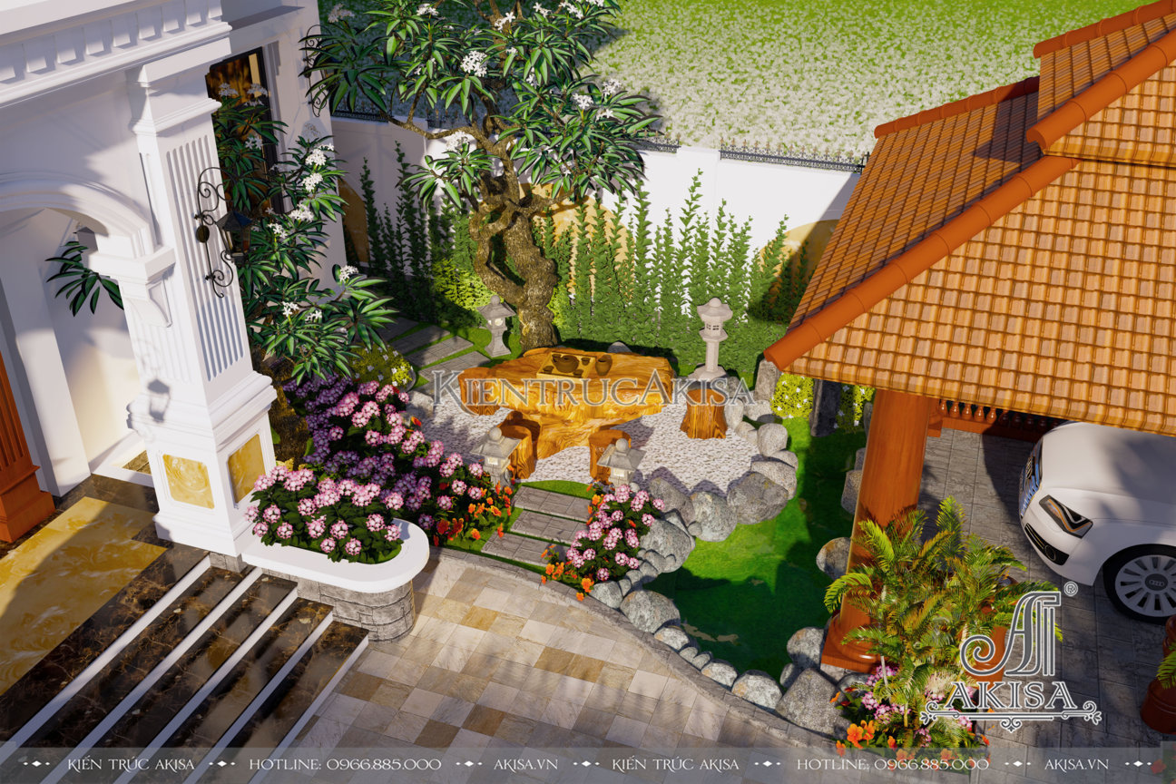 Thiết kế sân vườn biệt thự đẹp theo phong thủy (CĐT: ông Thiện - Vũng Tàu) SV22418