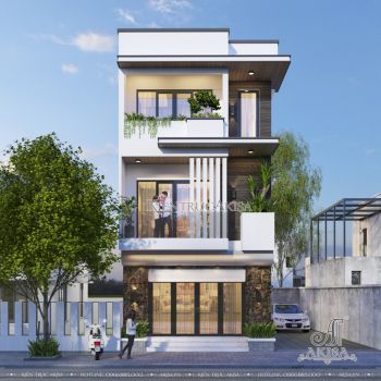 Thiết kế nhà hộp 3 tầng hiện đại đẹp 5x15m (CĐT: ông Tín - Ninh Thuận) KT31537