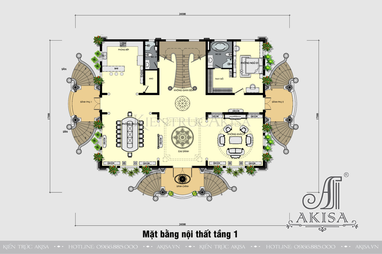 Thiết kế biệt thự tân cổ điển 3 tầng đẹp đẳng cấp (CĐT: ông Thuận - Long An) BT32559