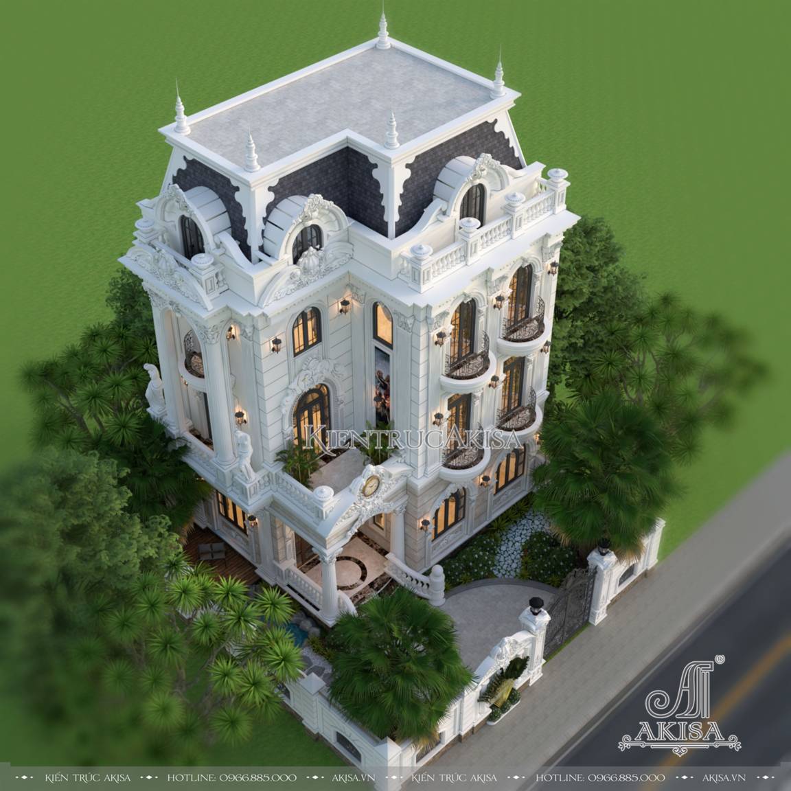 Mẫu nhà biệt thự kiểu Pháp 3 tầng (CĐT: bà Loan - Quảng Nam) BT33584