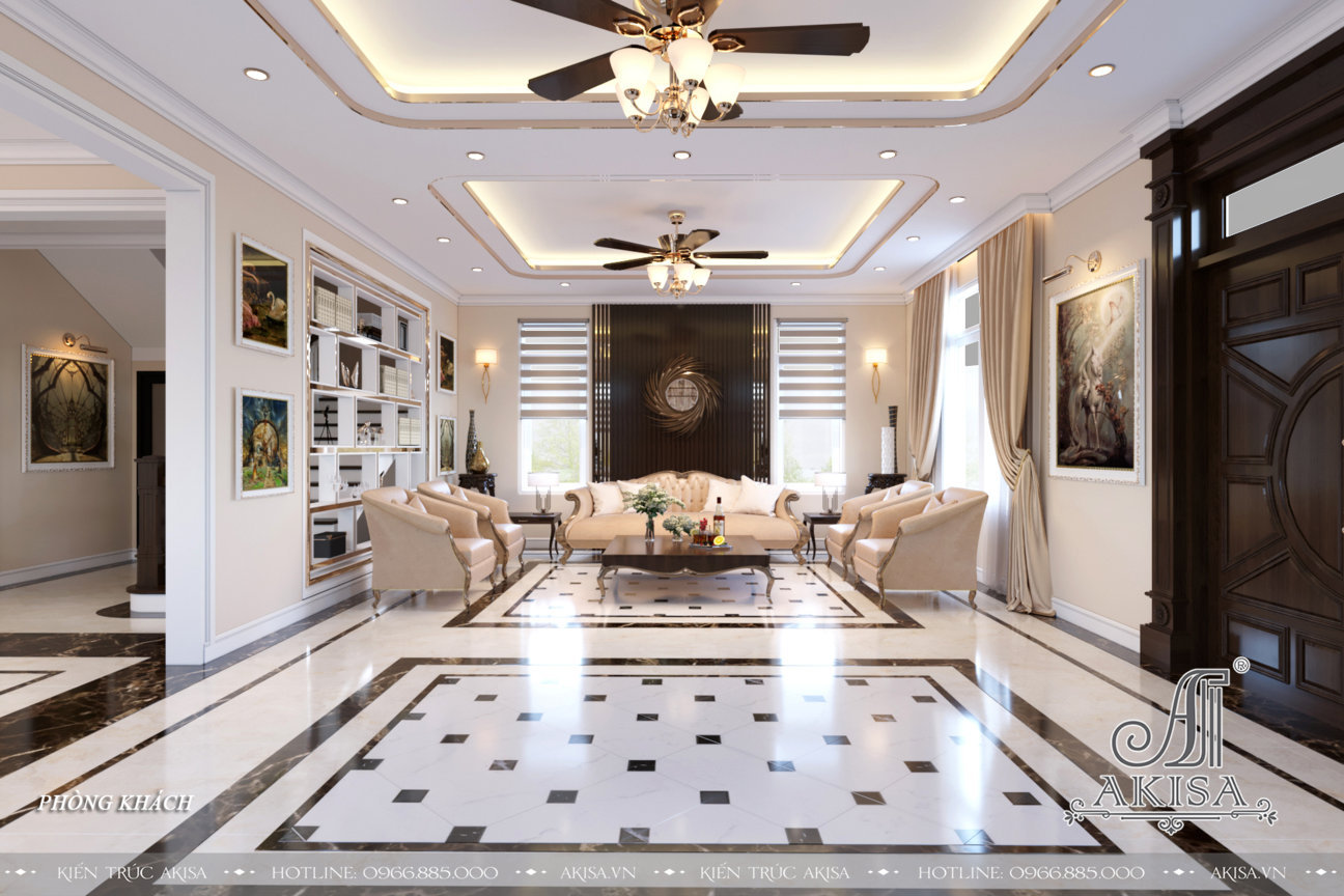 Thiết kế nội thất tân cổ điển nhẹ nhàng 2021 (CĐT: ông Khang - Phan Thiết) NT22483