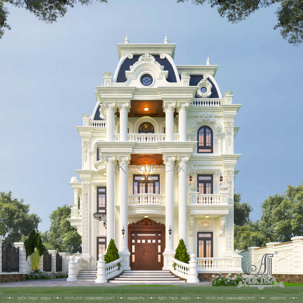 Thiết kế biệt thự 3 tầng phong cách cổ điển đẹp đẳng cấp tại An Giang