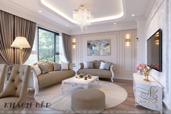 Thiết kế nội thất chung cư tân cổ điển đẹp (CĐT: bà Yến - Hà Nội) NT22125