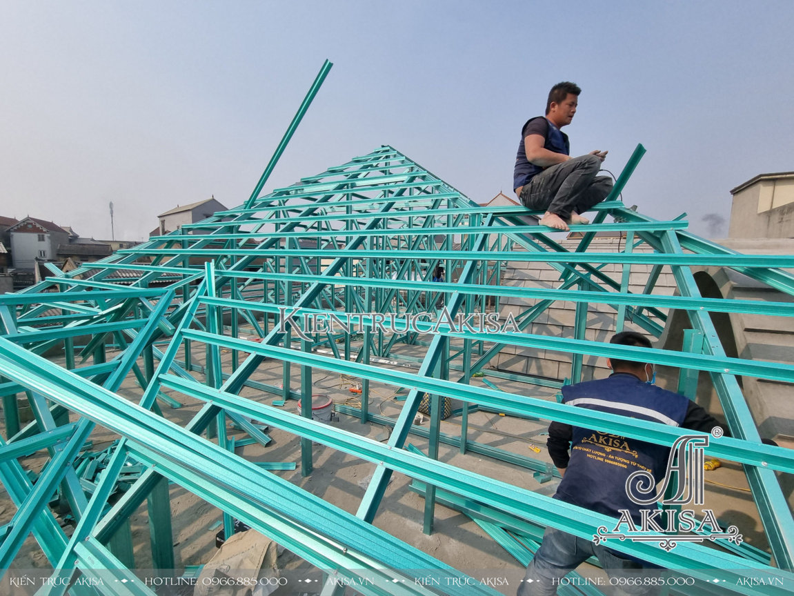 Hình ảnh thi công xây dựng công trình biệt thự 1 tầng (CĐT: ông Trường - Bắc Ninh) TC12529