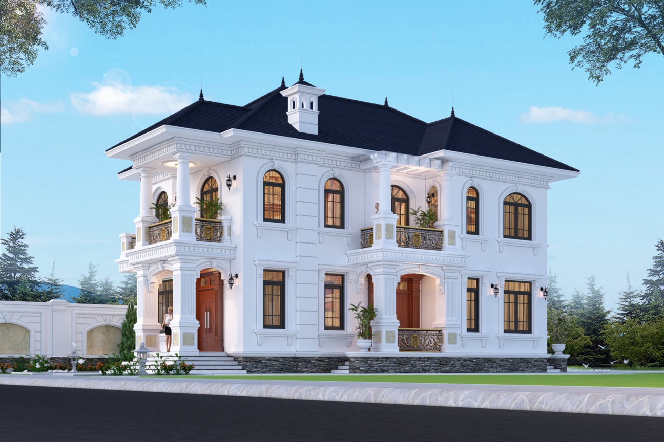 Thiết kế biệt thự tân cổ điển 2 tầng đẹp 4 phòng ngủ (CĐT: ông Sang - Hưng Yên) BT22611