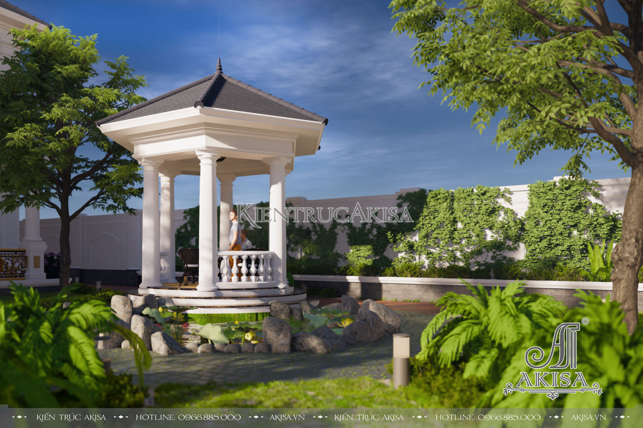 Thiết kế cảnh quan sân vườn biệt thự 2 tầng đẹp (CĐT: bà Hảo - Hải Phòng) SV22443
