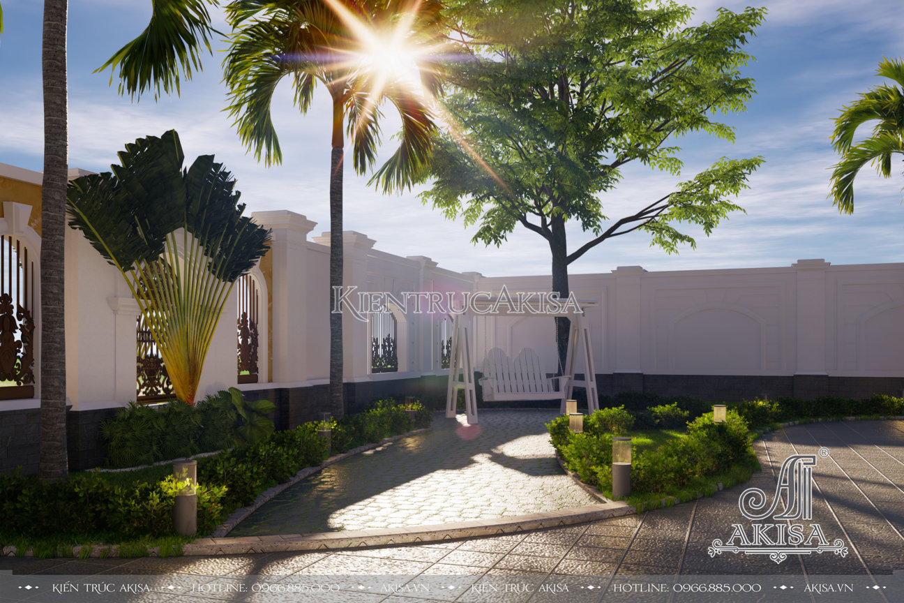 Thiết kế cảnh quan sân vườn biệt thự 2 tầng đẹp (CĐT: bà Hảo - Hải Phòng) SV22443