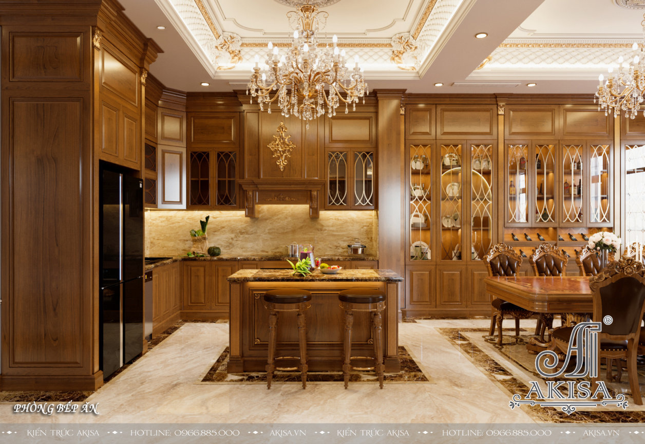 Thiết kế nội thất cổ điển gỗ tự nhiên đẳng cấp (CĐT: ông Thái - Hòa Bình) NT42539