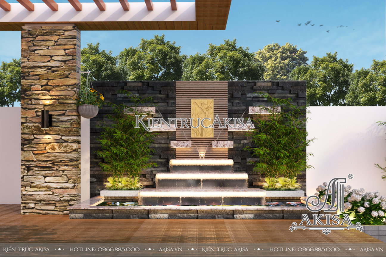 Thiết kế sân vườn biệt thự 1 tầng hiện đại (CĐT: bà Yến Anh - Bình Dương) SV11603