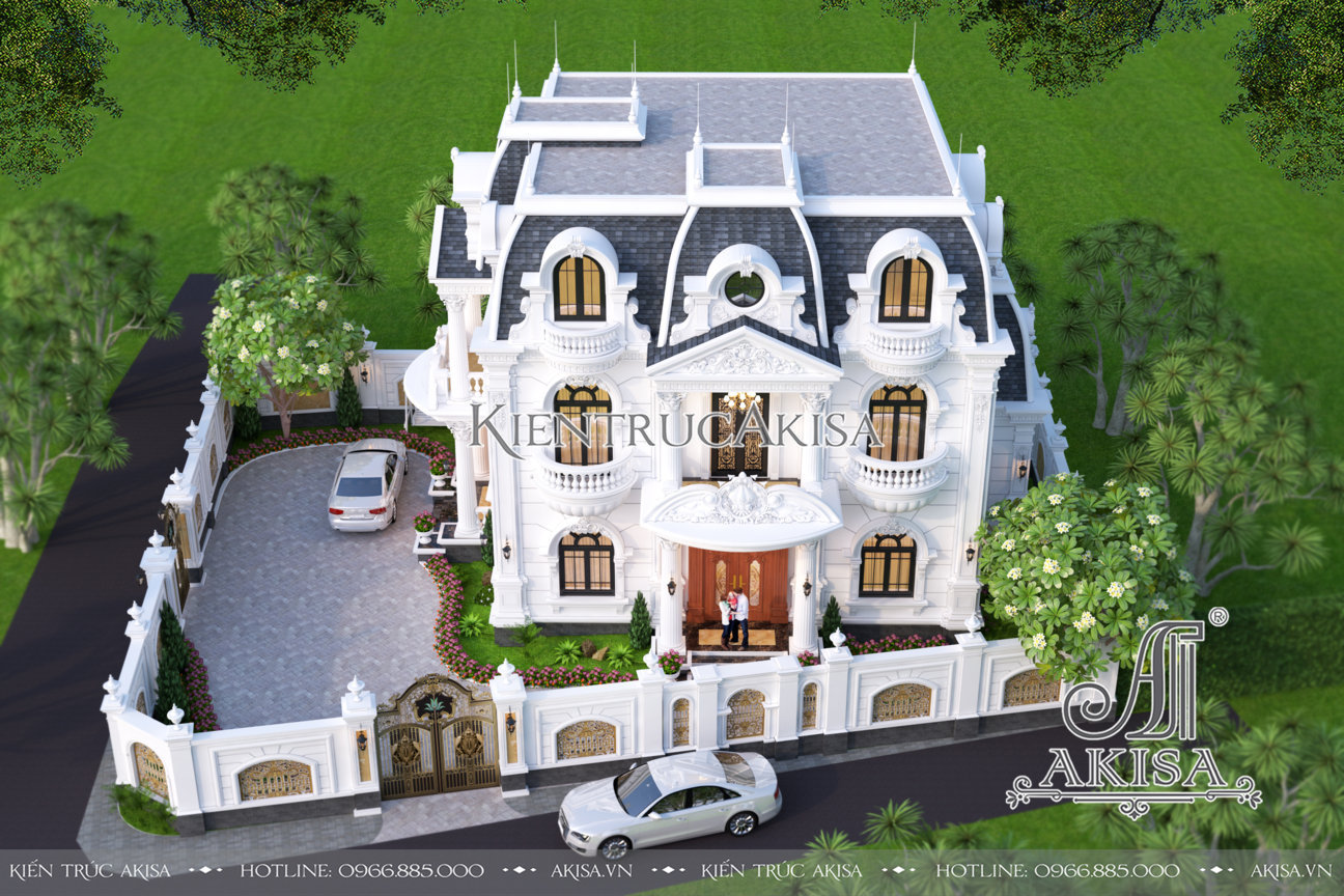 Thiết kế biệt thự cổ điển Pháp 2.5 tầng (CĐT: ông Thạo - Đắk Lắk) BT23627
